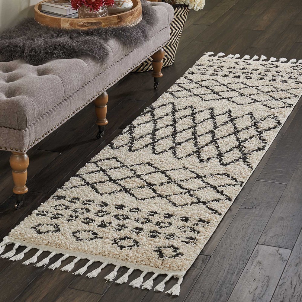 Moroccan Shaggy Hallway Runners by Nourison MRS02 in Cream